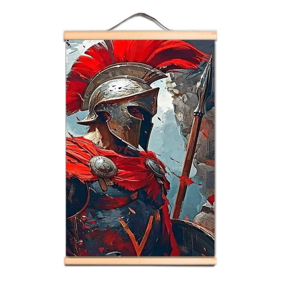 Vintage Spartan Warriors Wall Art Picture Tapestry Wall Hanging Flag Knights Templar Posters Canvas Scroll Painting Decor Banner,Multicolor,11.8X17.7 inches