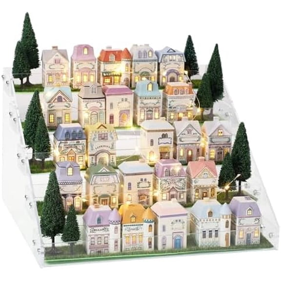 Vintage Spice Village Acrylic Rack 5 Tier DIY Holiday Display Organizer Grass and Trees Acrylic Shelf for Festive Kitchen Storage Spice Counter Decor Display for 25 Jars$$Home Decor, Kitchen, & Other