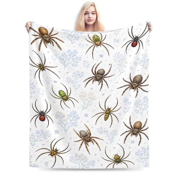Vintage Spider Illustration Art Flannel Throw Blanket Soft Cozy 50x40