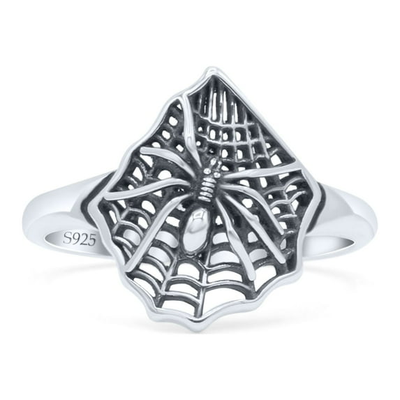 Vintage Spiderweb Fashion Oxidized Unique Style Ring Band 925 Sterling Silver Size 9