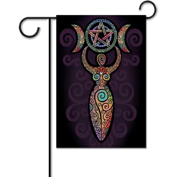 Vintage Spiral Triple Moon Goddess Wiccan Garden Flag 12x18 Inch Decorative Seasonal Garden Banner For Yard Lawn Patio Outdoor Decor.
