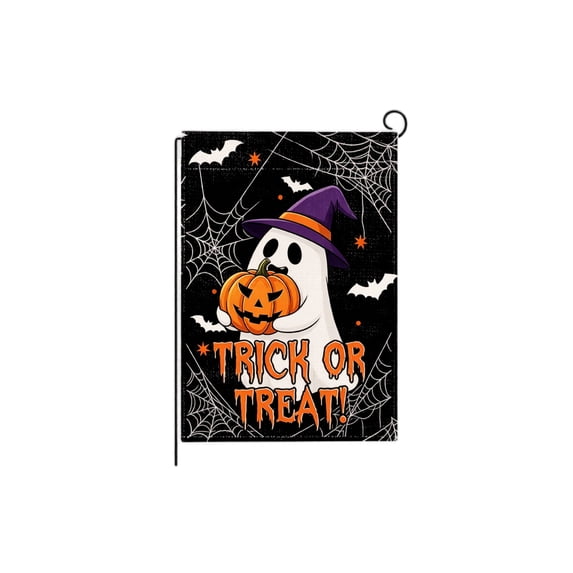 Vintage Spooky Halloween Decorations Garden Flag, Skull Ghost Pumpkin Yard Decor Flag, Weatherproof Small Flag for Front Lawn Farmhouse Indoor Outdoor Party Decorations H