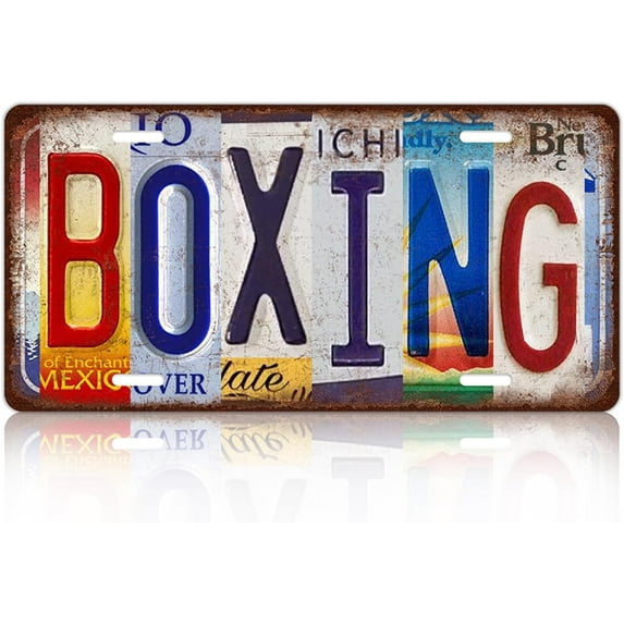 Vintage Sport Metal Tin Sign Boxing License Plate Wall Decor for Home Cafe Bar Pub 12 x 6 Inches