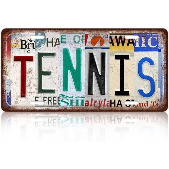 Vintage Sport Metal Tin Sign Tennis License Plate Wall Decor for Home Cafe Bar Pub 12 x 6 Inches