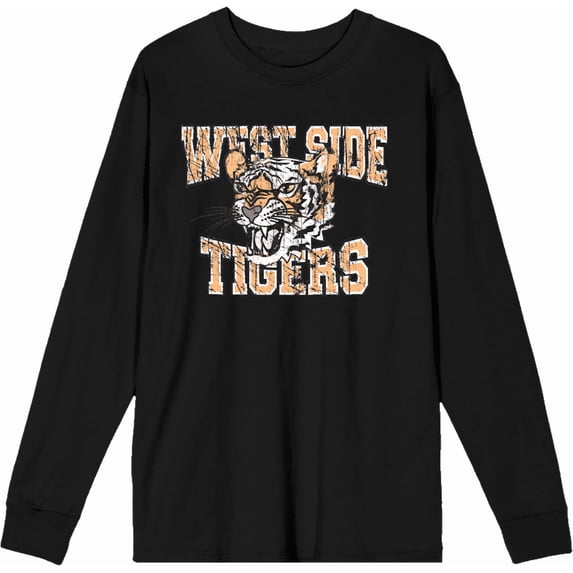 Vintage Sport West Side Tigers Adult Black Crew Neck Long Sleeve Tee-Medium