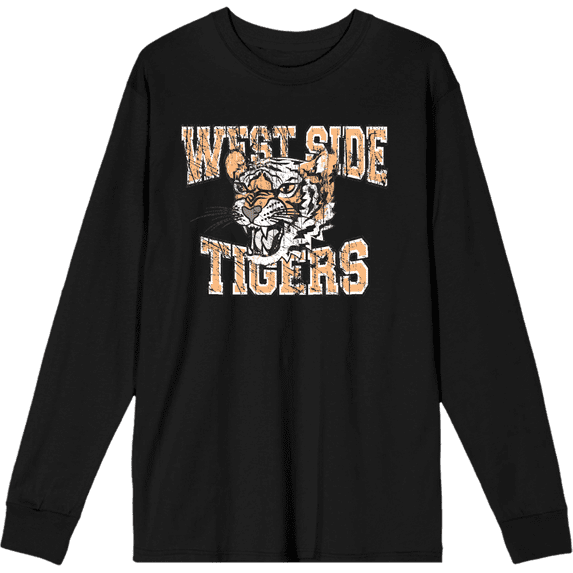 Vintage Sport West Side Tigers Adult Black Crew Neck Long Sleeve Tee-Medium