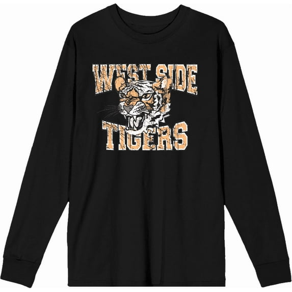 Vintage Sport West Side Tigers Adult Black Crew Neck Long Sleeve Tee-XL