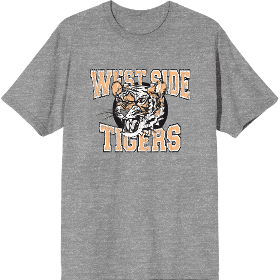 Vintage Sport West Side Tigers Adult Heather Gray Crew Neck Short Sleeve Tee-Medium