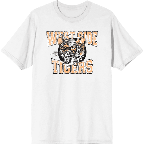 Vintage Sport West Side Tigers Adult White Crew Neck Short Sleeve Tee-Small