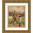thumbnail image 1 of Vintage Sports 15x18 Gold Ornate Wood Framed with Double Matting Museum Art Print Titled - Ready for the Pitch, 1 of 4