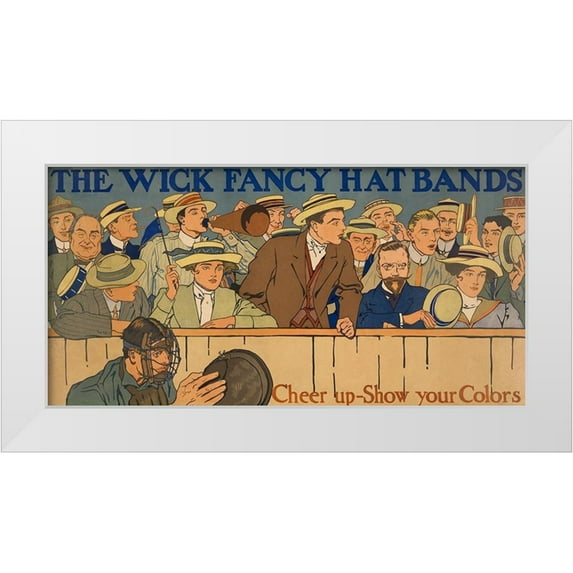 Vintage Sports 24x14 White Modern Wood Framed Museum Art Print Titled - Wick Fancy Hat Bands