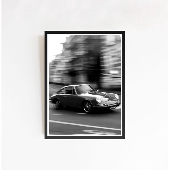 Vintage Sports Car Wire Wheels Track Monochromatic Automobile Art Version Gamma, Unframed Poster