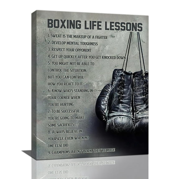 Vintage Sports Wall Art - Boxing Life Lessons Wall Decor Farmhouse Sign Retro Poster Boy Men Room Motivational Decorations Canvas Print Painting Artwork for Bedroom Living Room