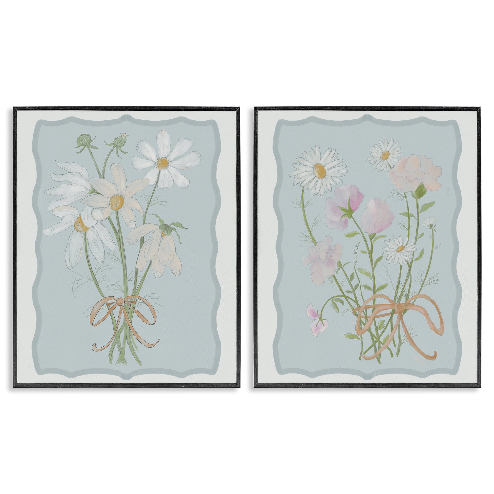 Vintage Spring Clippings 2 Piece Black Framed Giclee Art Set, design by Leslie Hermosa