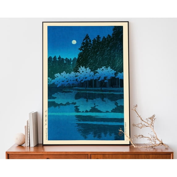 Vintage Spring Evening Woodblock Kawase Hasui Zen Wall Art, Unframed Paper Poster 11x14in