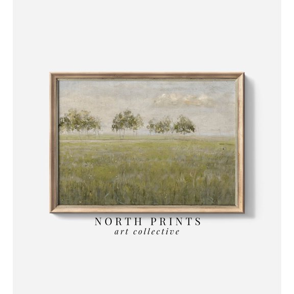 Vintage Spring Farmhouse Landscape Poster, Unframed Size 24x36