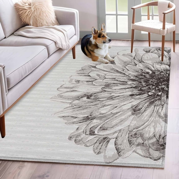 Vintage Spring Floral Area Rug 3x5 Washable Rug Non Slip Elegant Flowers Retro Art Large Area Rug Indoor Floor Carpet for Entryway Bedroom Kitchen Living Room Home Office Dining Room Nursery