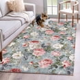 thumbnail image 1 of Vintage Spring Floral Area Rug 4'x6', Summer Botanical Watercolor Washable Non-Slip Rugs, Low Pile Large Carpet for Living Room Bedroom Dining Room Kitchen Office Indoor Mat, 1 of 9