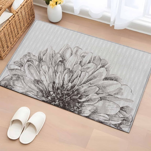 Vintage Spring Floral Bathroom Rug Washable 2x3 Entryway Rug Non Slip Elegant Flowers Retro Art Front Door Mat Low Pile Indoor Doormat Throw Floor Carpet for Kitchen Bedroom Entrance