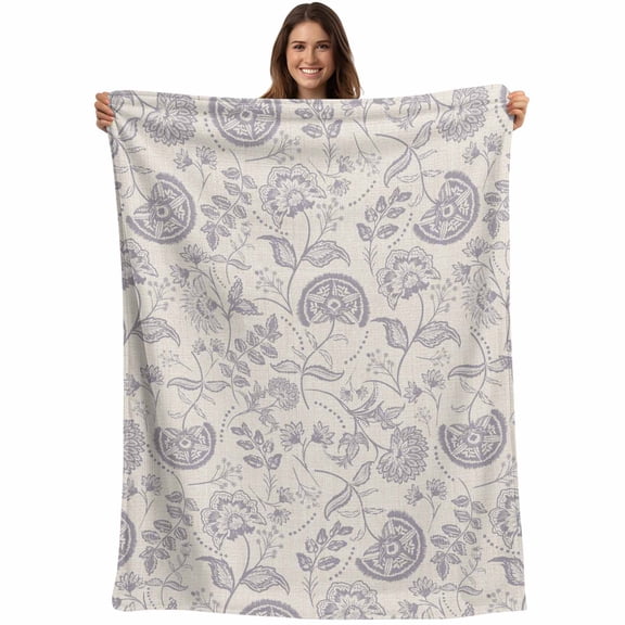 Vintage Spring Floral Blanket Soft Cozy Warm Throw Blanket for Couch, Plush Fuzzy Flannel Fleece Blankets for Sofa, Farmhouse Summer Botanical Bed Blankets Lightweight Gifts for Women, 40"x50"