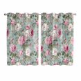 thumbnail image 1 of Vintage Spring Floral Kitchen Curtains Window Panels, Botanical Summer Pink Green Insulated Window Treatment Curtain, Grommet Curtains for Bedroom/Living Room/Bathroom, 2 Piece 52"Wx63"L, 1 of 8
