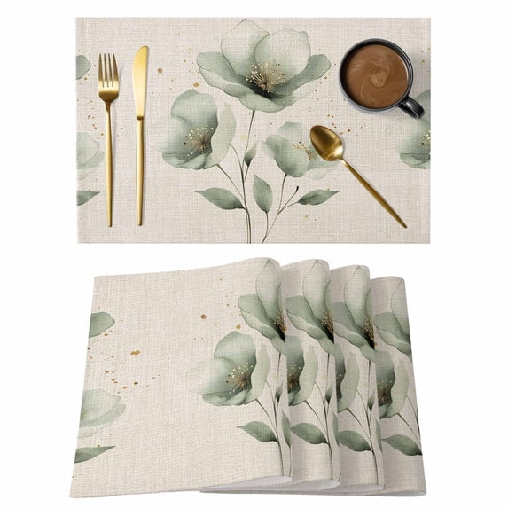 Vintage Spring Floral Placemats Set of 4 Pastoral Flowers Rustic Watercolor Place Mats Indoor Wipeable Table Mats Washable Cloth Dining Table Placemats for Kitchen Holiday Party Home Decor 13x19 Inch
