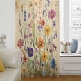 thumbnail image 1 of Vintage Spring Floral Semi Sheer Curtains Drapes for Living Room,Bedroom,French Doors Window 72 Inches Long,Summer Botanical Pastoral Flowers Rod Pocket Chiffon Curtain Drapery Voile Draperies Panel, 1 of 6
