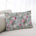 thumbnail image 1 of Vintage Spring Floral Throw Pillow Covers, Botanical Summer Pink Green Soft Breathable Pillow Cases with Invisible Zipper for Sleeping, Small Pillowcases for Couch Bed Sofa Chair 16x24 Inches, 1 of 9