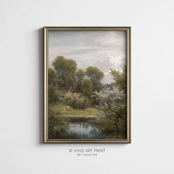 Vintage Spring Landscape Wall Art, Antique Cottage Core Romantic Home Decor, Vivid Art Print El-352 Wall Art, Modern Wall Decor, 8x12 UNFRAMED