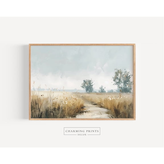 Vintage Spring Meadow Field Landscape Poster, Unframed Size 24x36