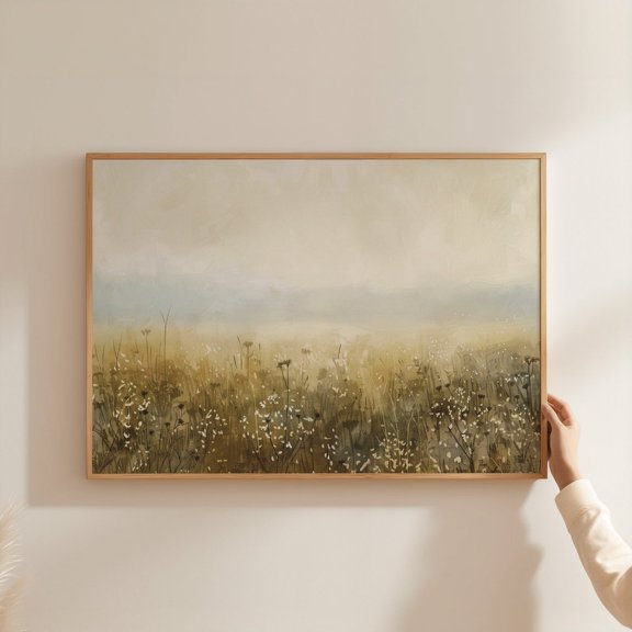 Vintage Spring Meadow Field Landscape Unframed Paper Print