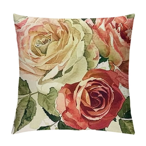Vintage Spring Pink Flower Throw Pillow Covers Decorative Spring Floral Cushion Cases Pillow Case for Living Room, Couch and Bed Home Decoration (Flower Style)