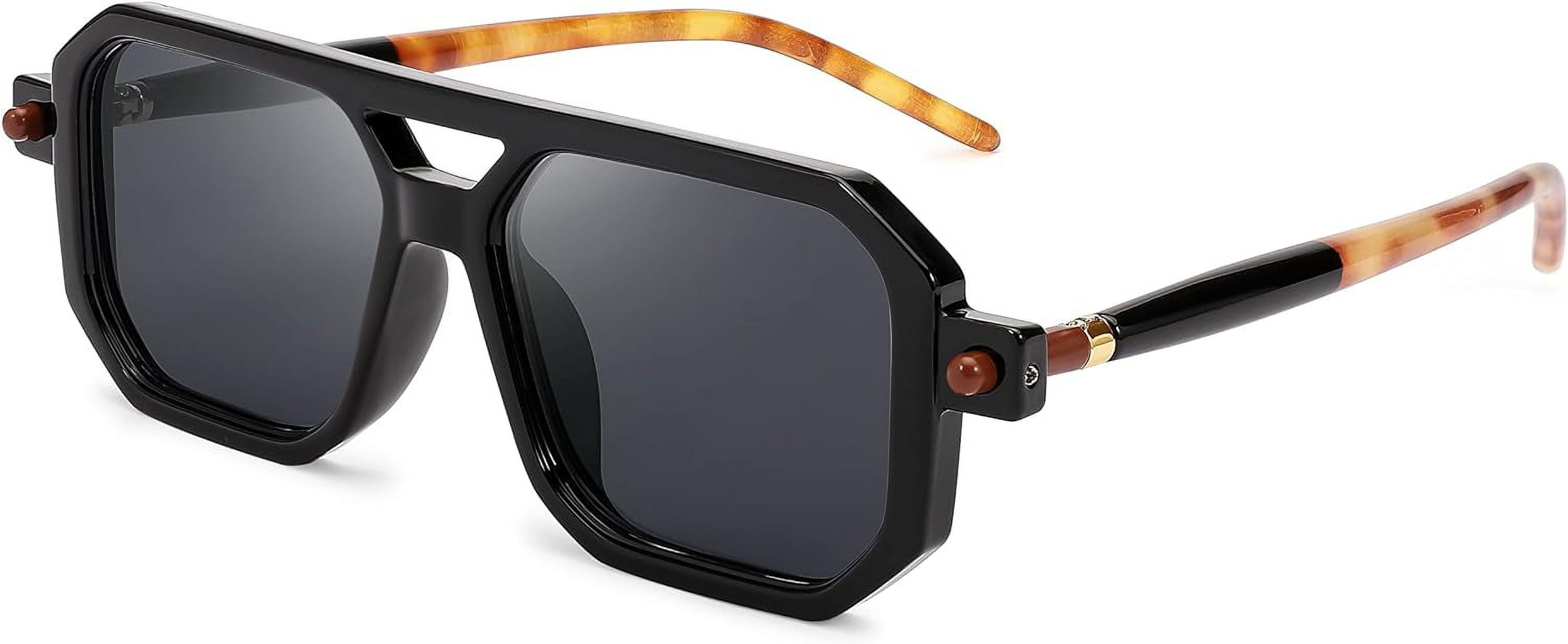 Vintage Square 70s Flat Aviator Sunglasses Retro Stylish Frame UV400 Amazon.com: FEISEDY Vintage Square 70s Flat Aviator  main image 2