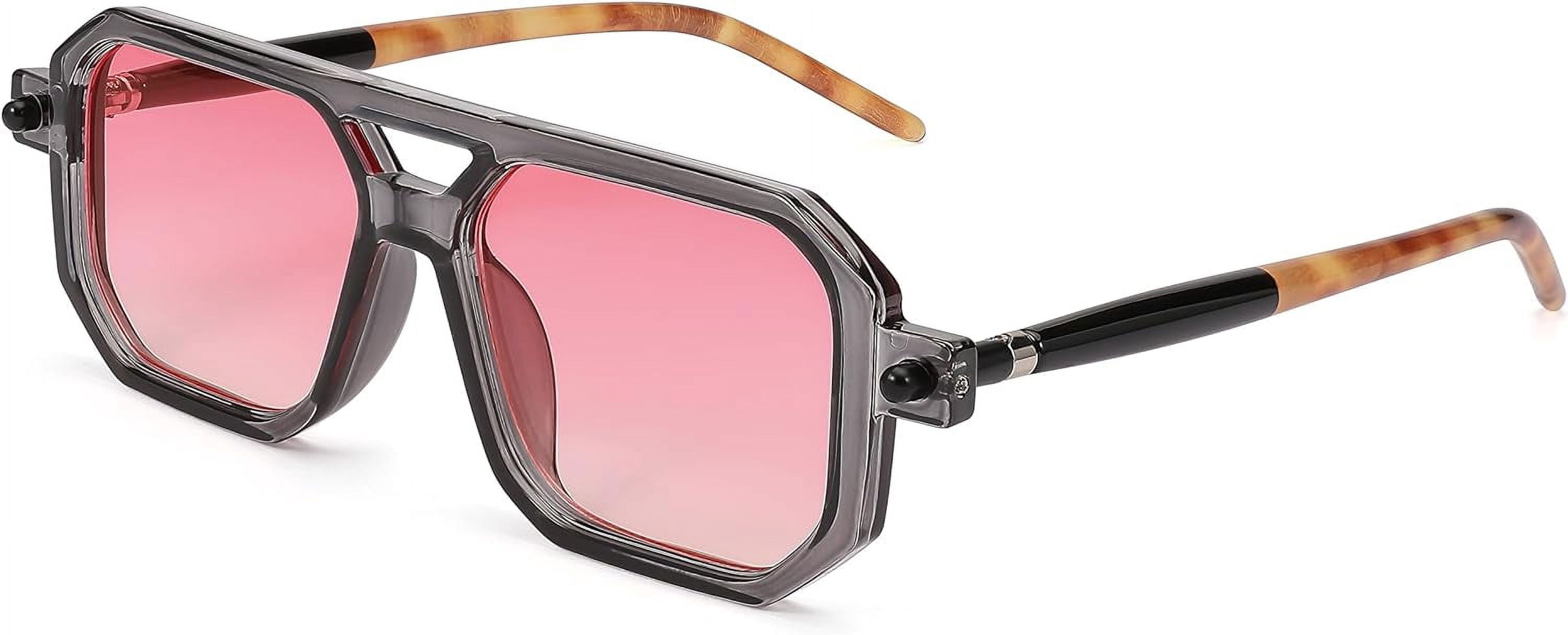 Vintage 70s Flat Aviator Sunglasses Square Retro Frame UV400 Protection NIDOVIX Vintage Square 70s Aviator Sunglasses for Women Men  main image 4