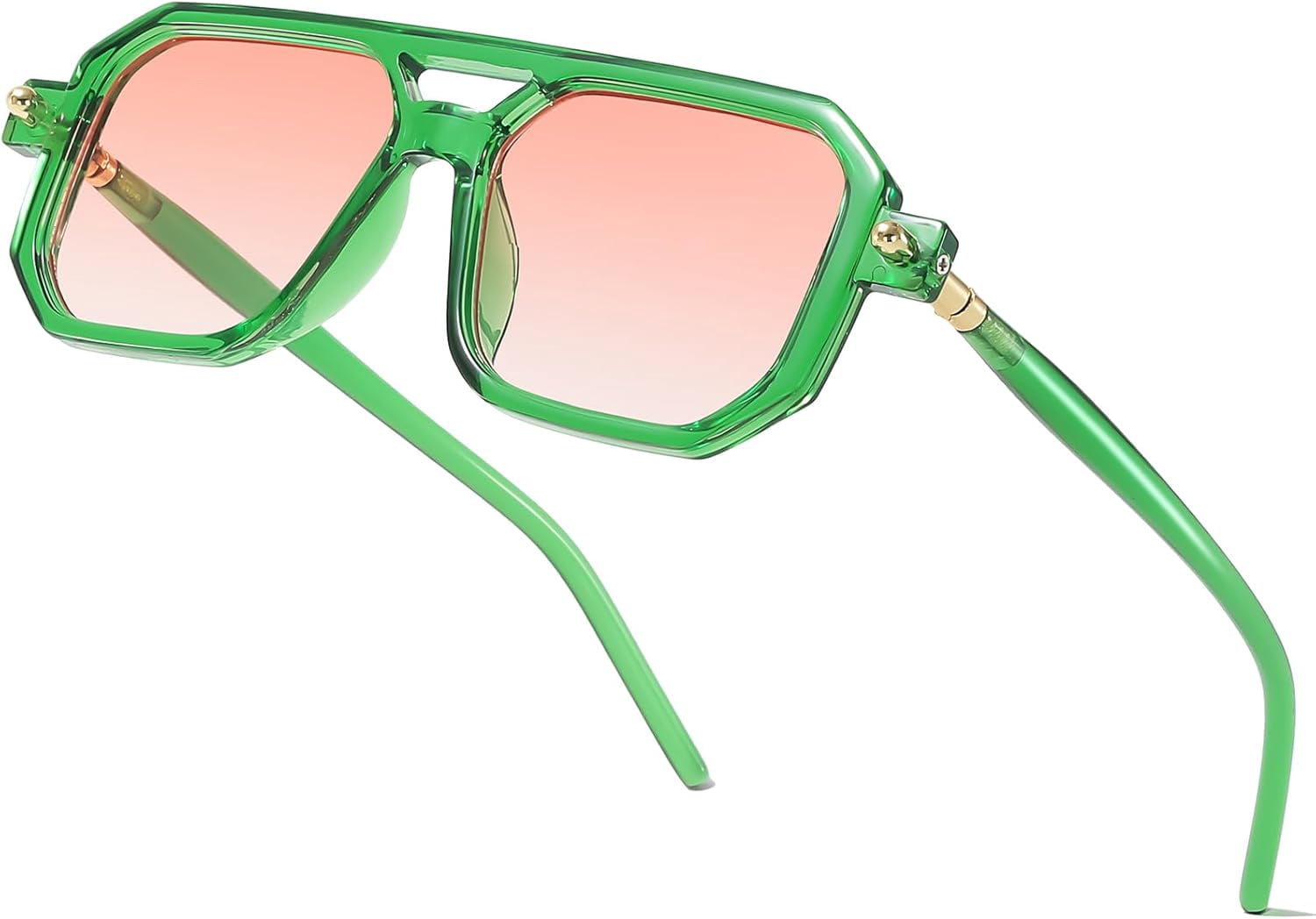 Vintage Square Polarized Aviator Sunglasses for Men Women 