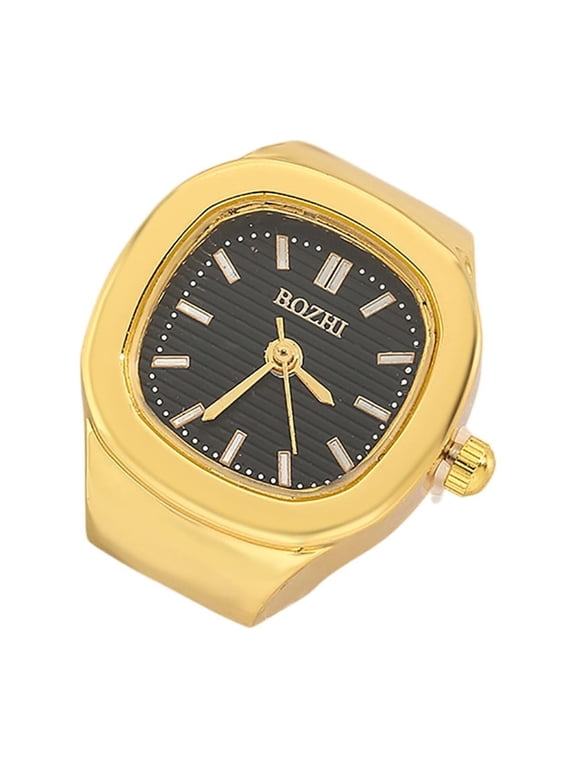Vintage Square Ring Analog Quartz Watch Mini Finger Clock Retro Roman Numeral Alloy Ring Watch Jewelry Novelty Fashion Gift for Women Men Couples