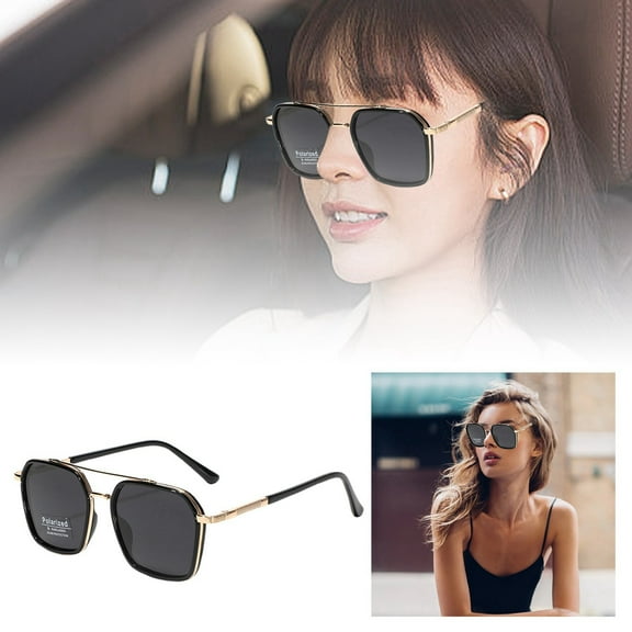 Vintage Square Sunglasses with Double Bridge, TR90 Material, Polarized and Scratch resistant