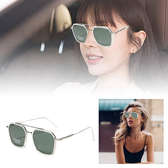 Vintage Square Sunglasses with Double Bridge, TR90 Material, Polarized and Scratch resistant