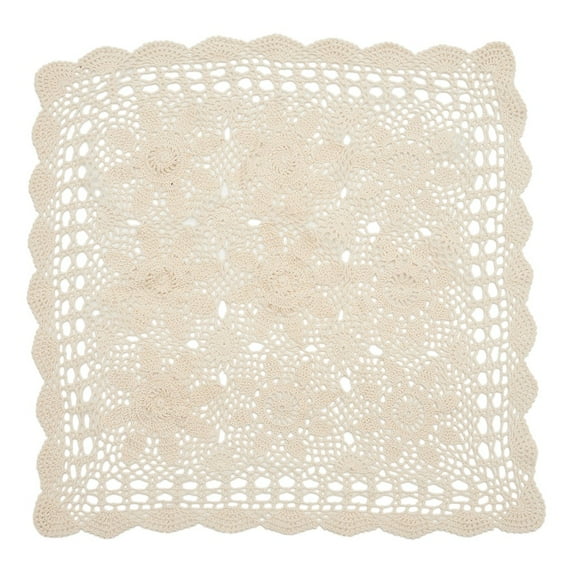 Vintage Square Tablecloth Doily Cotton Lace Crochet Floral Table Cloth Cover