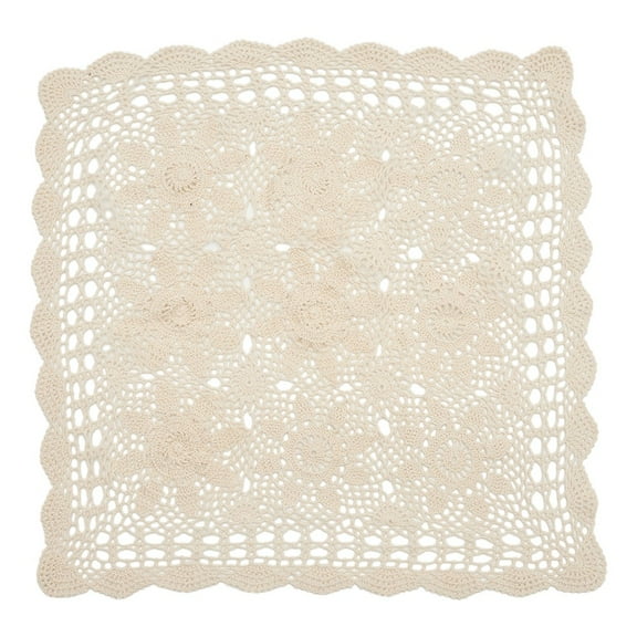 Vintage Square Tablecloth Doily Cotton Lace Crochet Floral Table Cloth Cover