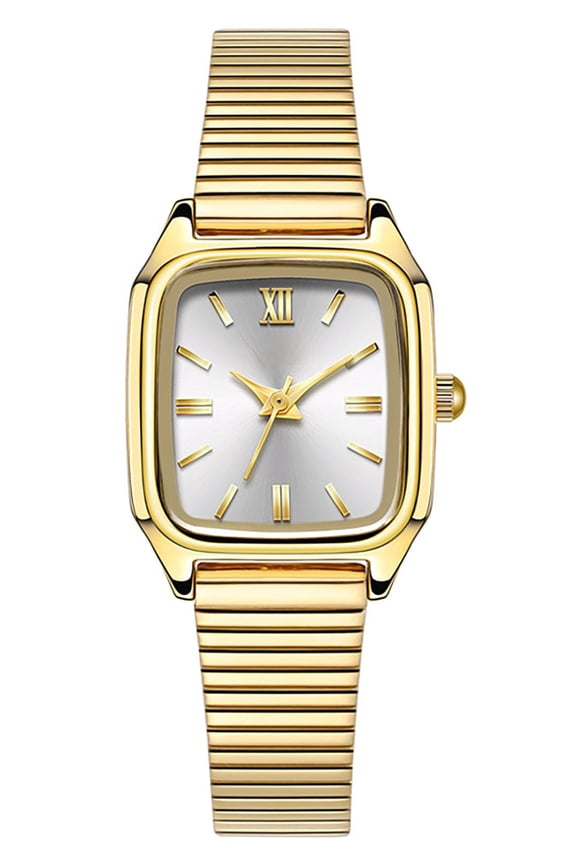 Vintage Square Women's Watch, Gold, Stainless Band | Waterproof, Easy-to-Read, Quartz