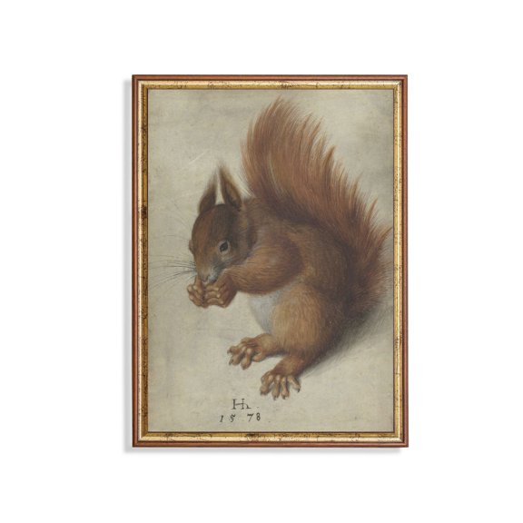 Vintage Squirrel Art Poster Rustic Animal Wall Decor Unframed Paper Print