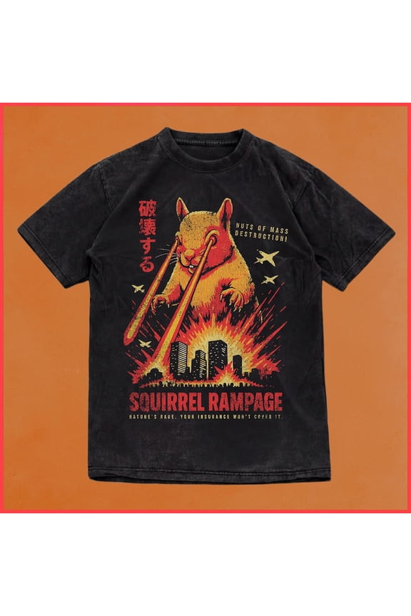 Vintage Squirrel Rampage Graphic Shirt, Retro Horror Movie Style Art Design Comfort Colors Unisex Cotton T-Shirt, Size S-3XL
