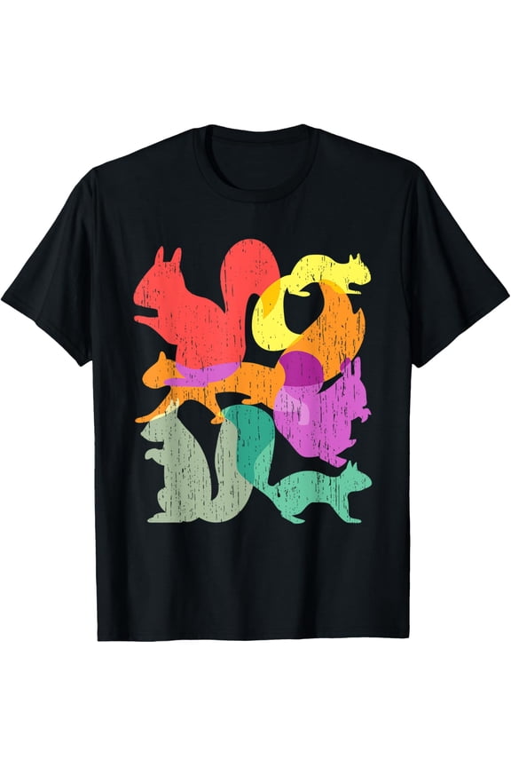 Vintage Squirrels Funny Forest Animal Rodent Lovers Outfit T-Shirt men and women can wear, black, white, gifts