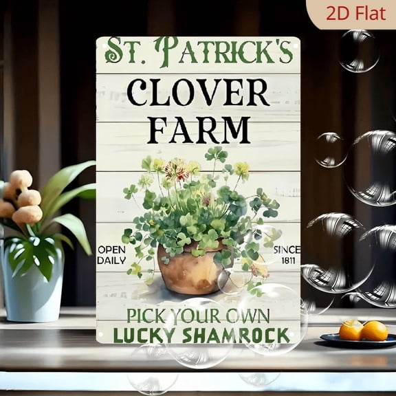 Vintage St Patrick'S Day Shamrock Metal Tin Sign - Rustic Irish Blessing Wall Art with Clover Design, Frameless Wall Decor for Home, Bedroom, Cafe, or Garden, No Power Needed, Indoor Wall Decor