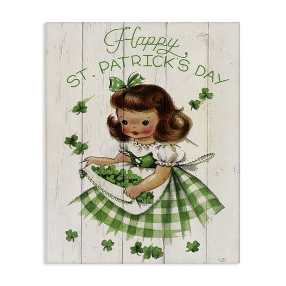 Stupell Industries Rustic Lodge Vintage St. Patrick's Day Girl Canvas Art, 36 x 48, by Lux + Me Designs
