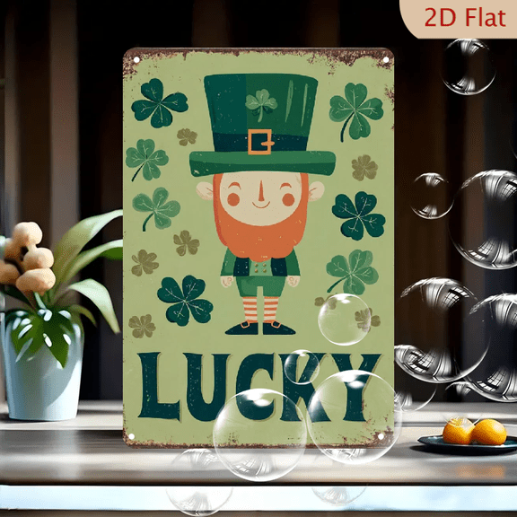 Vintage St Patrick's Day Metal Tin Sign - 8x12 Inch Lucky Irish Blessing Wall Decor with Shamrock Meadow Flowers, Rustic Iron Wall-Mounted Plaque for Home, Cafe, Garden