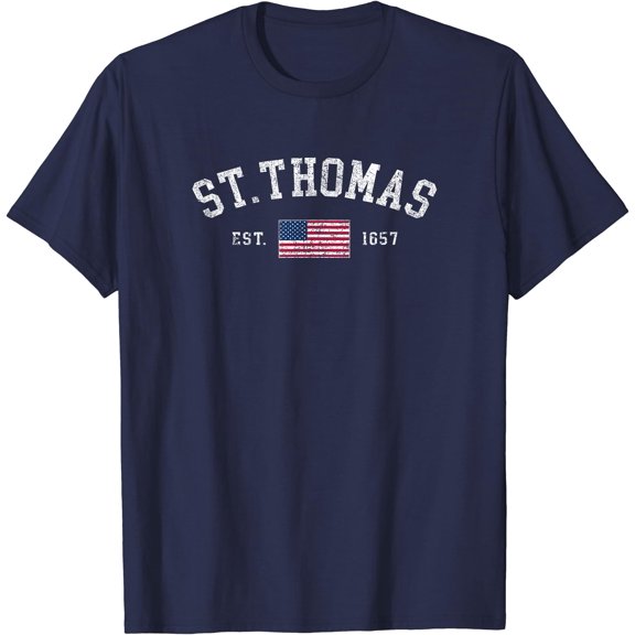 Vintage St Thomas Flag Est 1657 Retro Vacation Souvenir T-Shirt