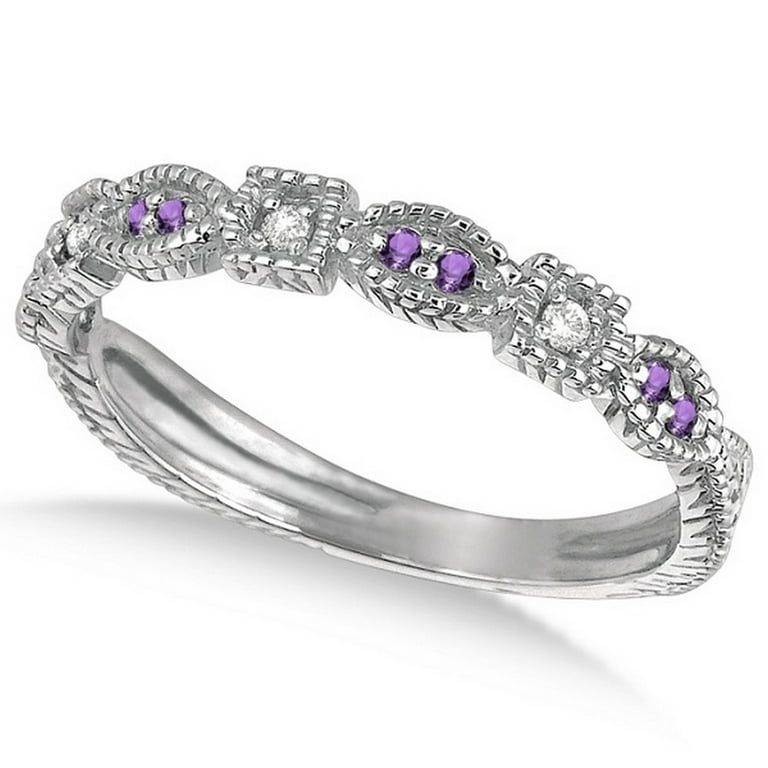 Amethyst stackable shop ring white gold