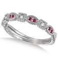thumbnail image 1 of Vintage Stackable Diamond and Ruby Ring 14k White Gold (0.15ct), 1 of 4